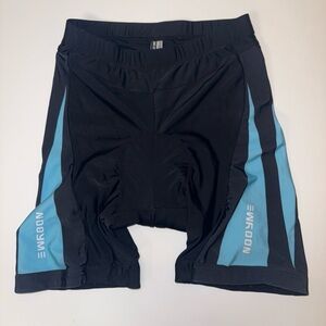 Nooyme Cycling Shorts Women’s Medium Black & Blue Logo Spelled Out Padded Large